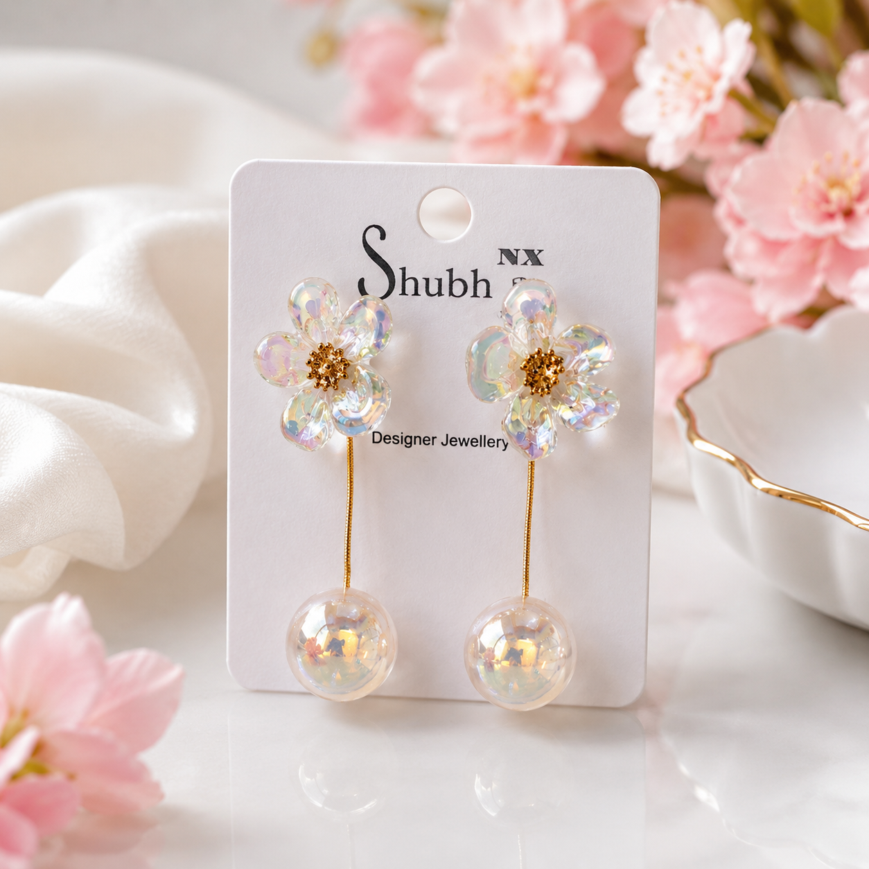 Korean Style Flower Pearl  Earrings