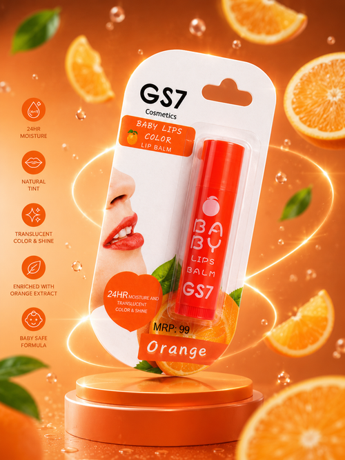 Baby Lips Balm 24 HR Moisture and Translucent colour,Orange