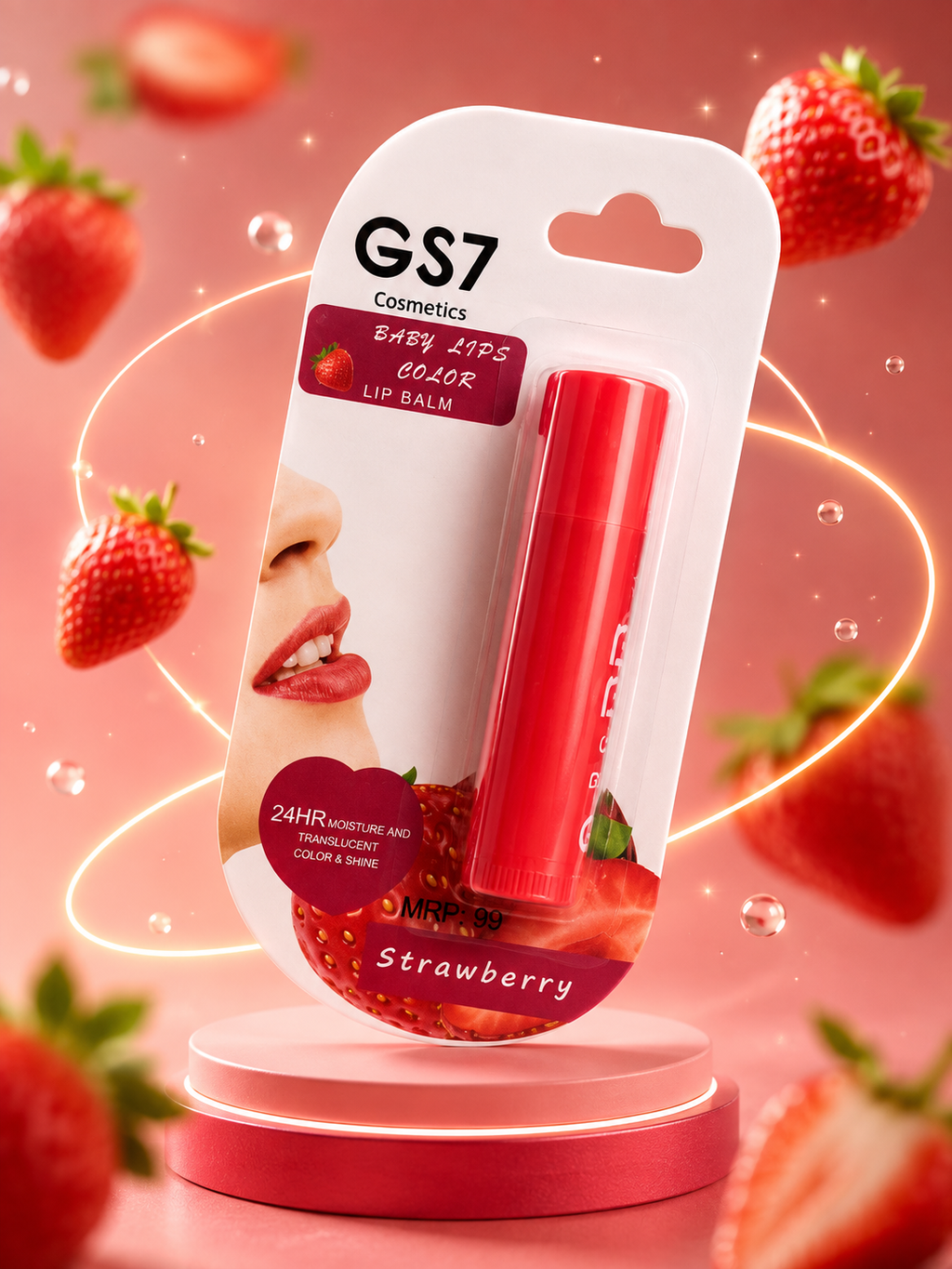 Baby Lips Balm 24 HR Moisture and Translucent colour,Strawberry