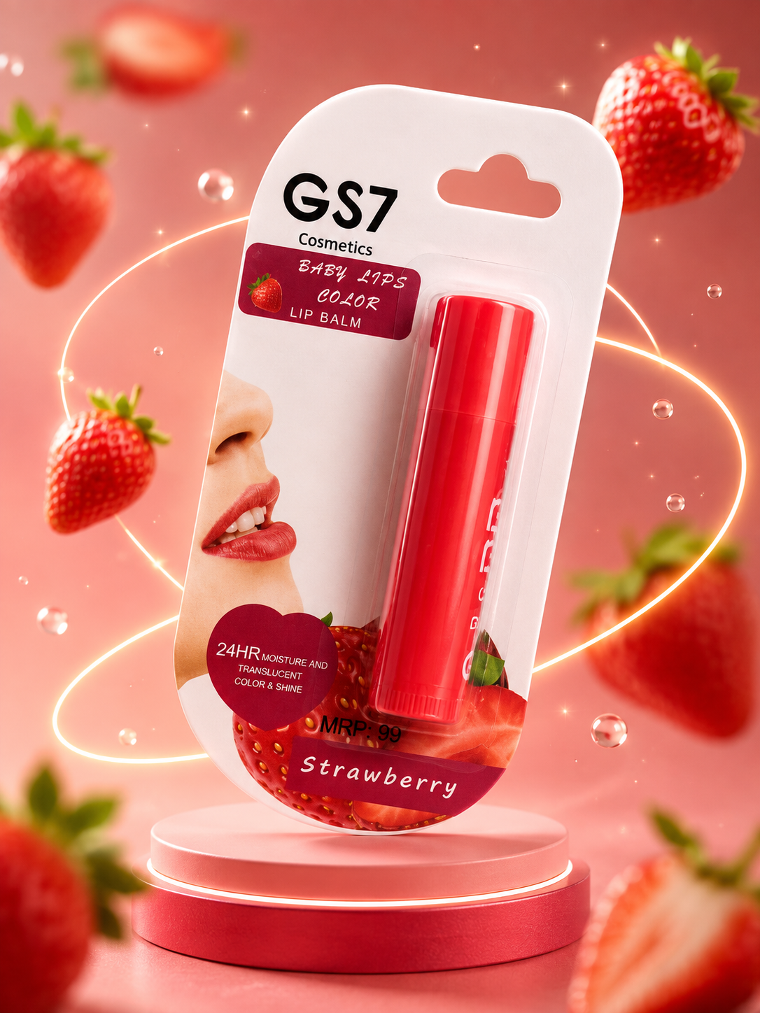 Baby Lips Balm 24 HR Moisture and Translucent colour,Strawberry